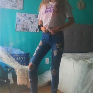 Hollister Ripped Floral Jeans Size 00